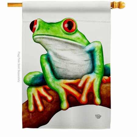 CUADRILATERO Tree Frog Animals Critter 28 x 40 in. Double-Sided Vertical House Flags for  Banner Garden CU3900577